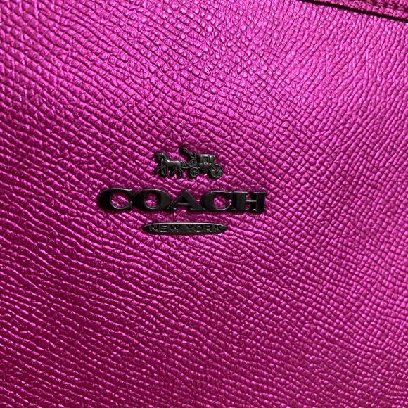 COACH Large Metallic CERISE Pink CITY TOTE Shopper Bag F16224 - Picture 2 of 16